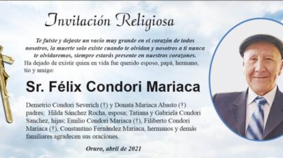 Obituario de Félix Condori Mariaca