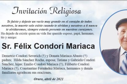 Obituario de Félix Condori Mariaca