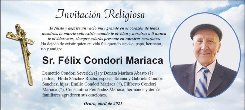 Obituario de Félix Condori Mariaca