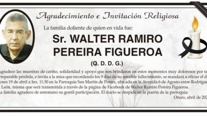 Agradecimiento e Invitación Religiosa por Walter Ramiro Pereira Figueroa