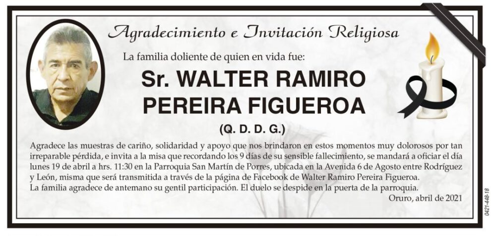 Agradecimiento e Invitación Religiosa por Walter Ramiro Pereira Figueroa