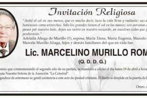 Lic. Marcelino Murillo Román, obituario y misa conmemorativa