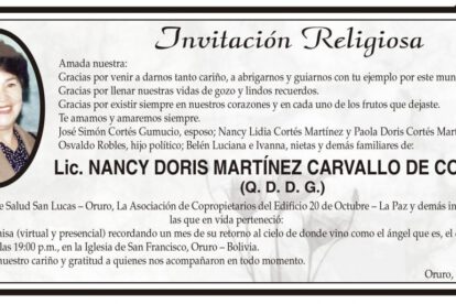 Lic. Nancy Doris Martínez Carvallo de Cortés