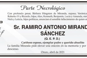 Parte Necrológico de Ramiro Antonio Miranda Sánchez