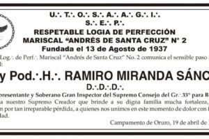 Obituario de Ramiro Miranda Sánchez
