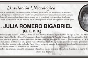 Invitación Necrológica de Julia Romero Bigabriel