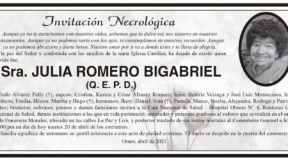 Invitación Necrológica de Julia Romero Bigabriel