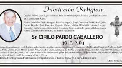 Obituario de Cirilo Pardo Caballero