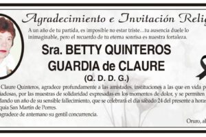 Agradecimiento e Invitación Religiosa por Betty Quinteros Guardia