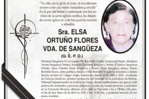 Parte Necrológico de Elsa Ortuño Flores
