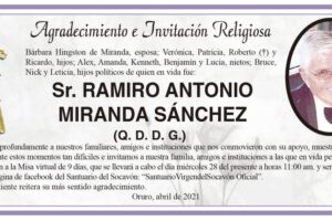 Agradecimiento e Invitación Religiosa por Ramiro Antonio Miranda Sánchez