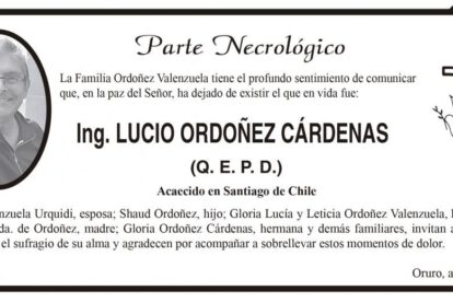 Ing. Lucio Ordoñez Cárdenas Q. E. P. D.