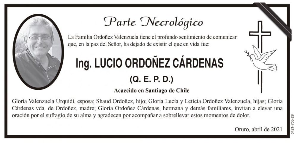 Ing. Lucio Ordoñez Cárdenas Q. E. P. D.