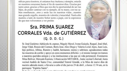 Obituarios de Prima Suarez Corrales