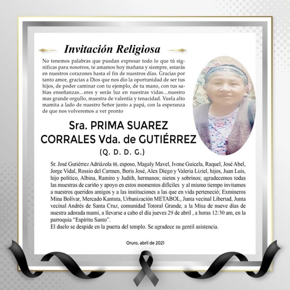Obituarios de Prima Suarez Corrales