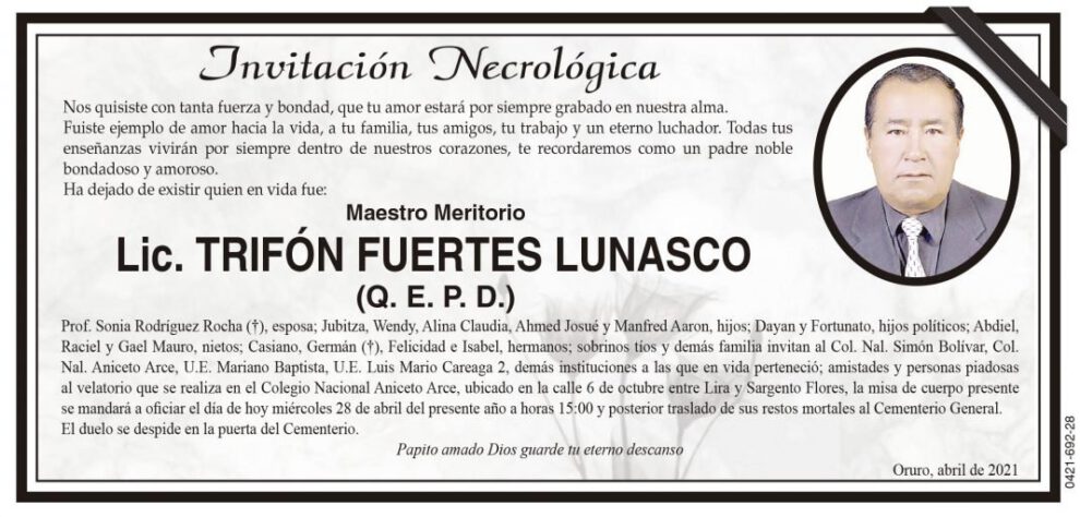 Lic. Trifón Fuertes Lunasco Q. E. P. D.