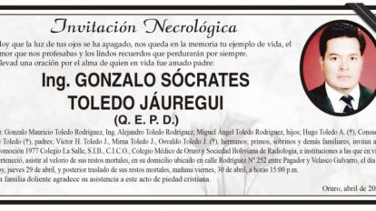 Ing. Gonzalo Sócrates Toledo Jáuregui Q. E. P. D.