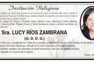 Invitación Religiosa para Sra. Lucy Ríos Zambrana