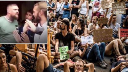 Hombre hambriento se enfrenta a veganos en McDonald's