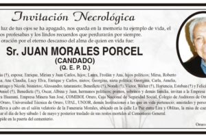 Invitación Necrológica para Juan Morales Porcel