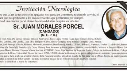 Invitación Necrológica para Juan Morales Porcel
