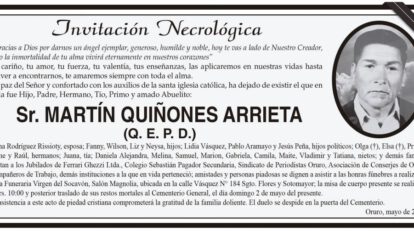 Invitación Necrológica: Martín Quiñones Arrieta