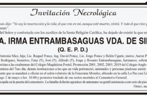 Invitación Necrológica de Irma Entrambasaguas