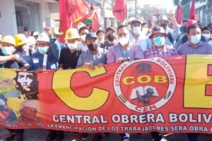 Día del Trabajador con Luis Arce y Evo Morales en marcha de la COB