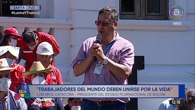 Luis Arce convoca a los trabajadores por la salud del mundo