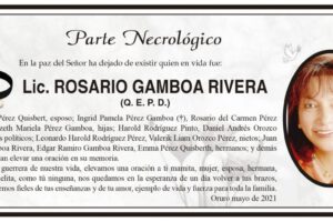 Necrológico de Lic. Rosario Gamboa Rivera