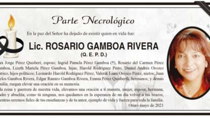 Necrológico de Lic. Rosario Gamboa Rivera