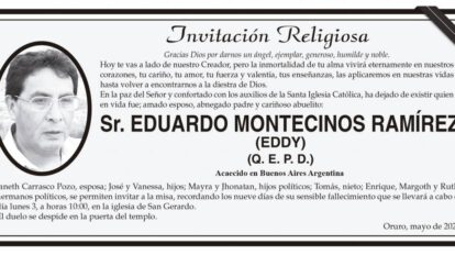 Invitación Religiosa para Eduardo Montecinos Ramírez