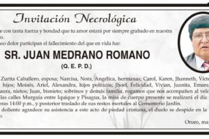 Invitación Necrológica: Juan Medrano Romano (Q. E. P. D.)