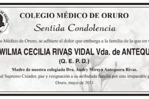 Condolencias por la pérdida de Wilma Cecilia Rivas Vidal