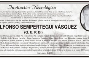 Invitación Necrológica: Sr. Alfonso Sempertegui Vásquez (Q. E. P. D.)