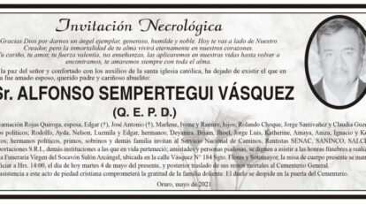 Invitación Necrológica: Sr. Alfonso Sempertegui Vásquez (Q. E. P. D.)