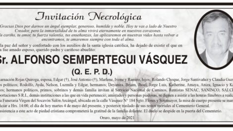 Invitación Necrológica: Sr. Alfonso Sempertegui Vásquez (Q. E. P. D.)