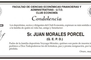 Condolencias por Juan Morales Porcel