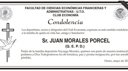 Condolencias por Juan Morales Porcel