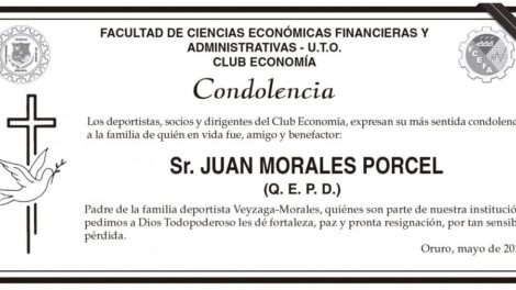 Condolencias por Juan Morales Porcel