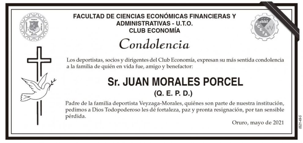 Condolencias por Juan Morales Porcel
