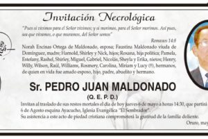 Invitación Necrológica para Pedro Juan Maldonado