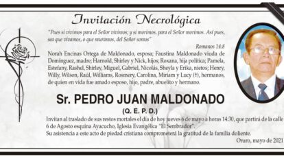 Invitación Necrológica para Pedro Juan Maldonado