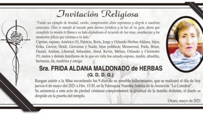 Obituario de Frida Aldana Maldonado