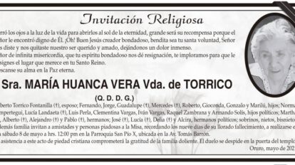 Obituario de María Huanca Vera