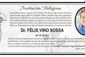 Invitación Religiosa para Dr. Félix Vino Sossa