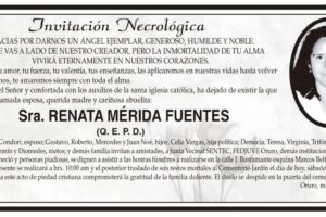 Invitación Necrológica para Renata Mérida Fuentes