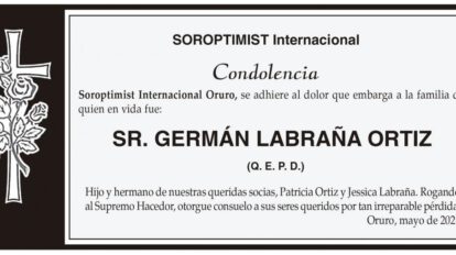 Condolencia por la pérdida de Germán Labraña Ortiz