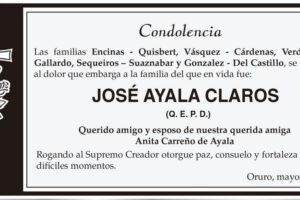Condolencia por José Ayala Claros