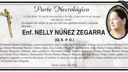 Parte Necrológico de Enf. Nelly Núñez Zegarra